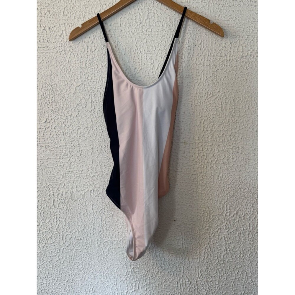 Cupshe Colorblock Scoop One-Piece Swimsuit - Pink, White & Navy